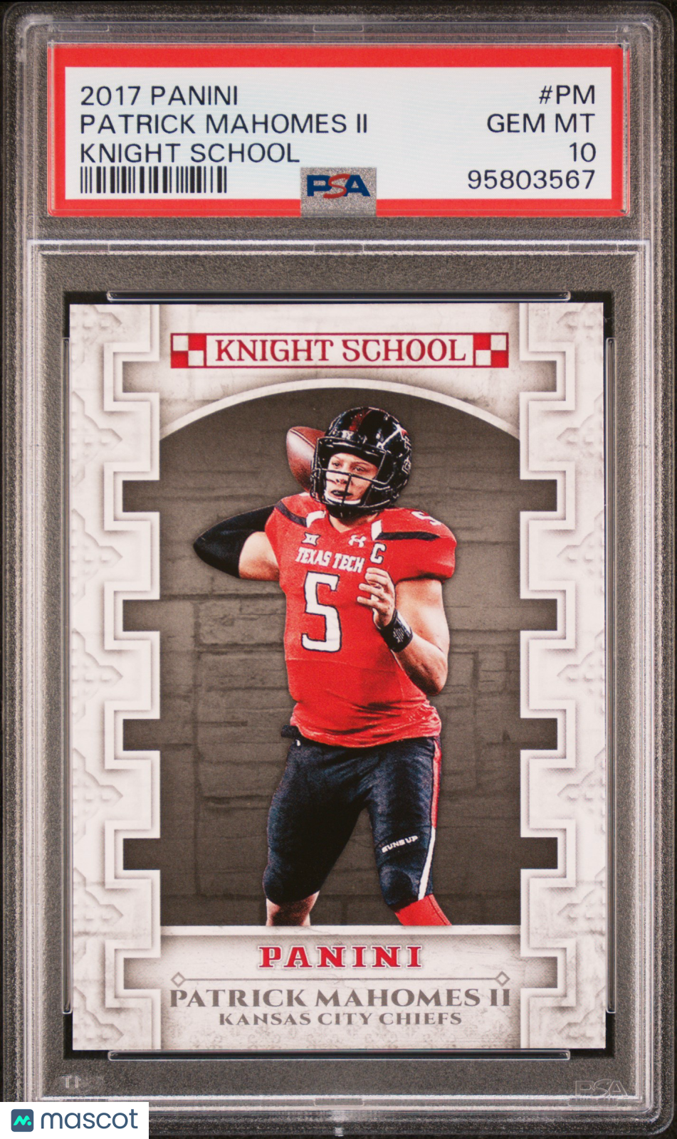 PATRICK MAHOMES II 2017 Panini Knight School Rookie #PM PSA 10 Chiefs