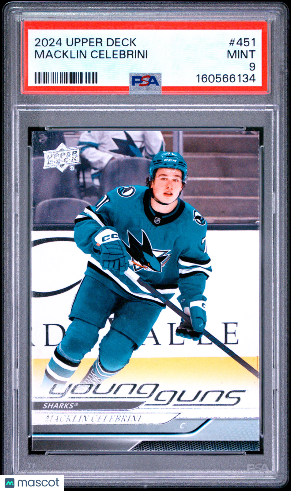 MACKLIN CELEBRINI 2024-25 Upper Deck Series 2 Young Guns Rookie #451 PSA 9