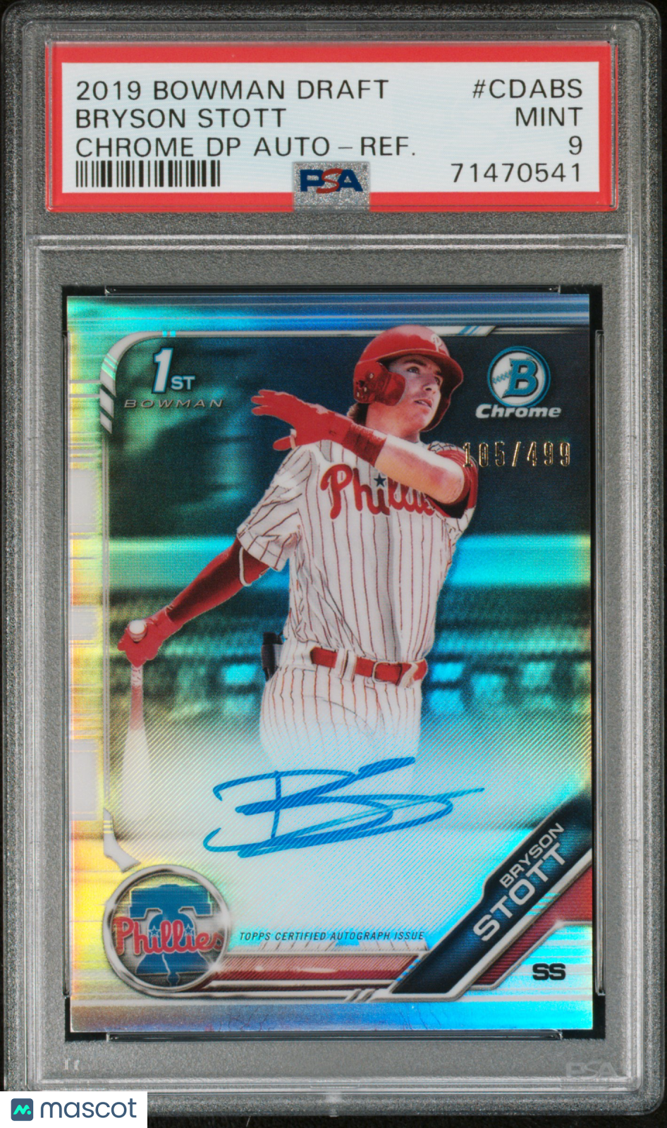 BRYSON STOTT 2019 Bowman Draft Chrome 1st Refractor Auto /499 #CDABS PSA 9
