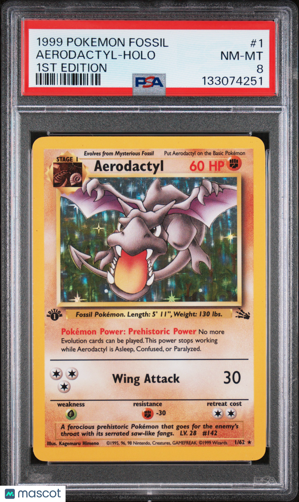 AERODACTYL 1999 Pokemon Fossil Holo Rare 1st Edition #1 PSA 8 NM-MT