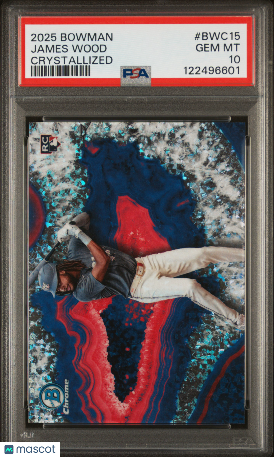 JAMES WOOD 2025 Bowman Rookie Crystallized Case Hit SSP #BWC15 PSA 10