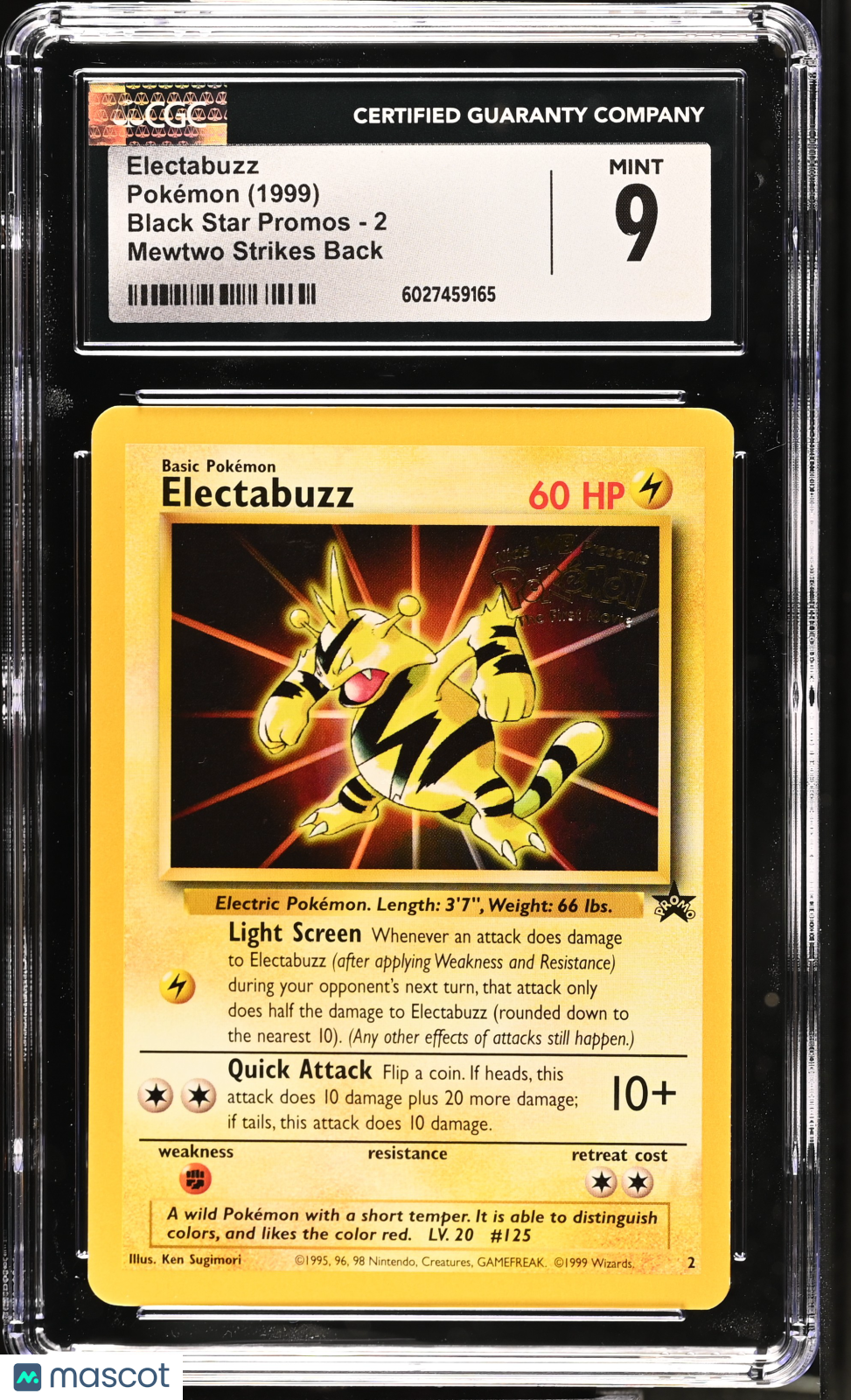 ELECTABUZZ 1999 Pokemon Wizards of The Coast Black Star Promo #2 CGC 9