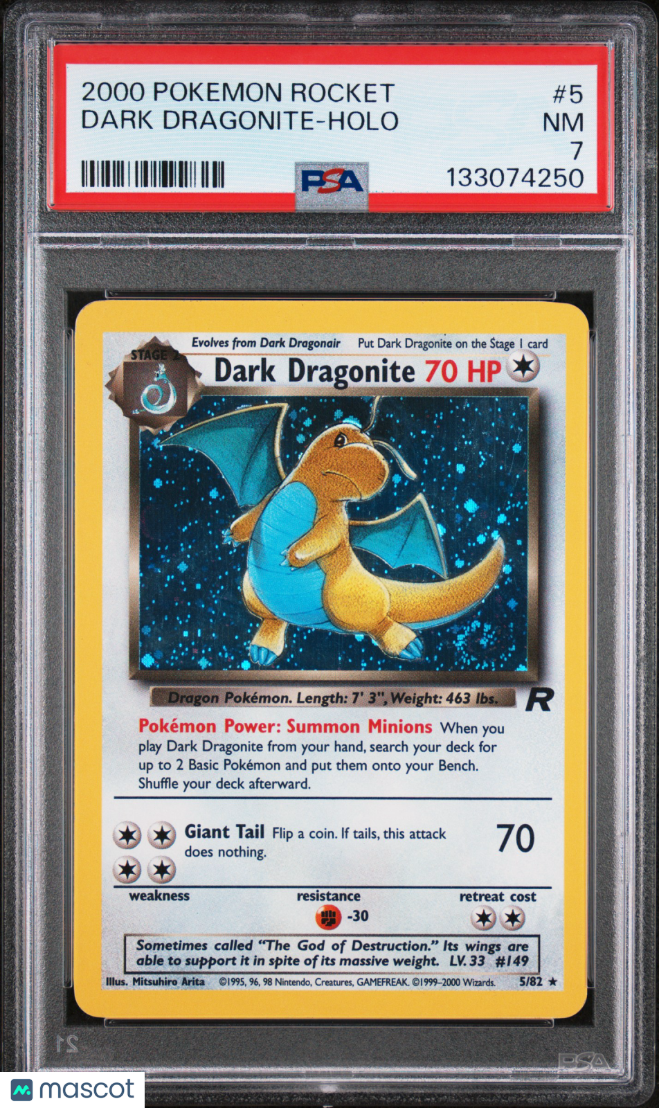 DARK DRAGONITE 2000 Pokemon Team Rocket Holo Rare #5 PSA 7 NEAR MINT