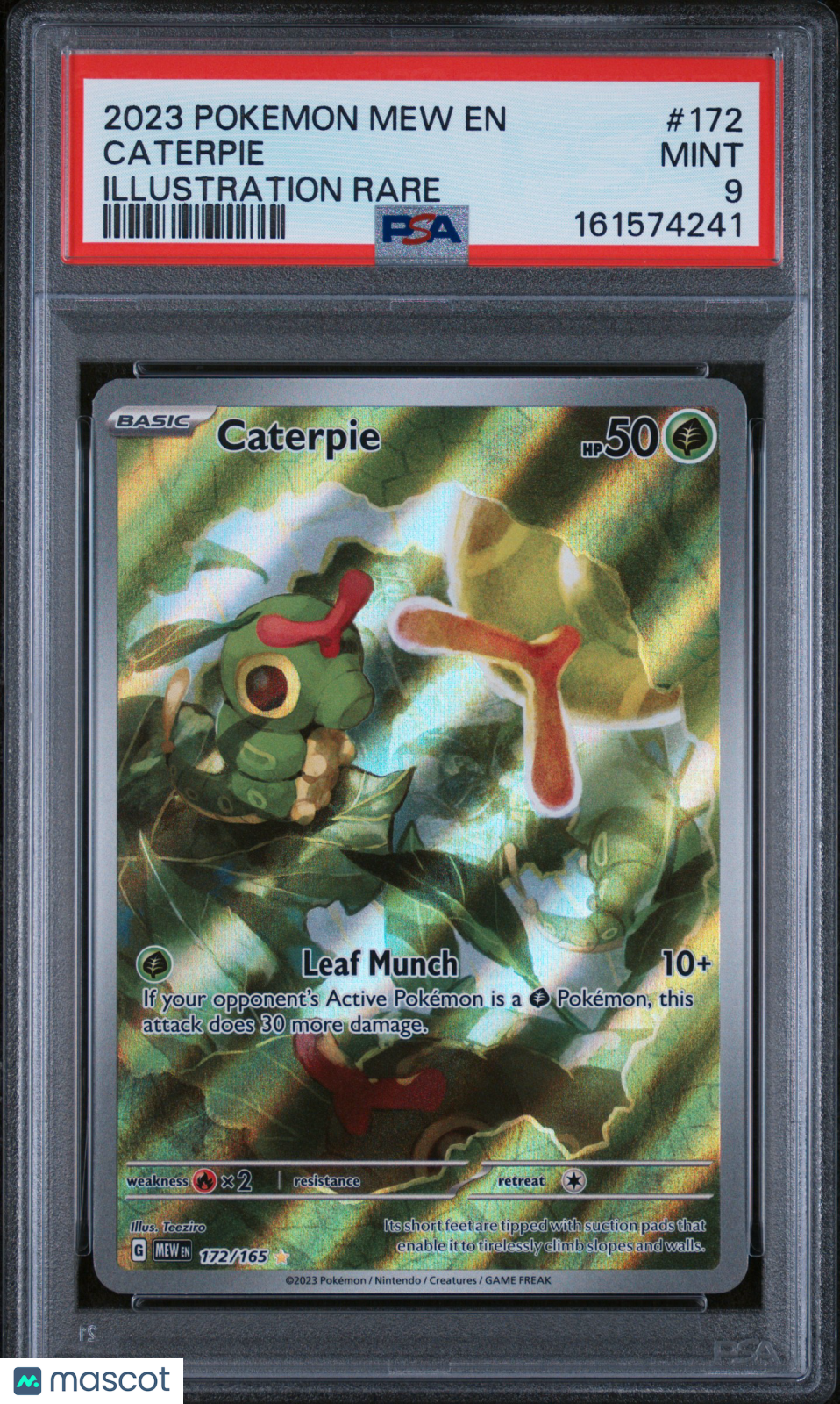 CATERPIE 2023 Pokemon Scarlet & Violet MEW 151 Illustration Rare #172 PSA 9