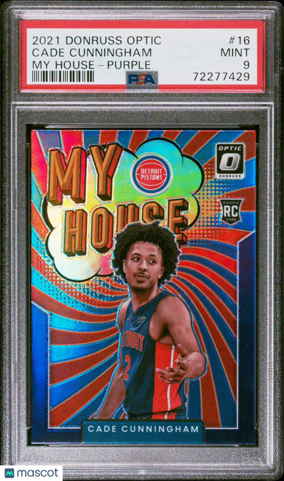 CADE CUNNINGHAM 2021-22 Panini Donruss Optic Rookie My House Purple #16 PSA 9