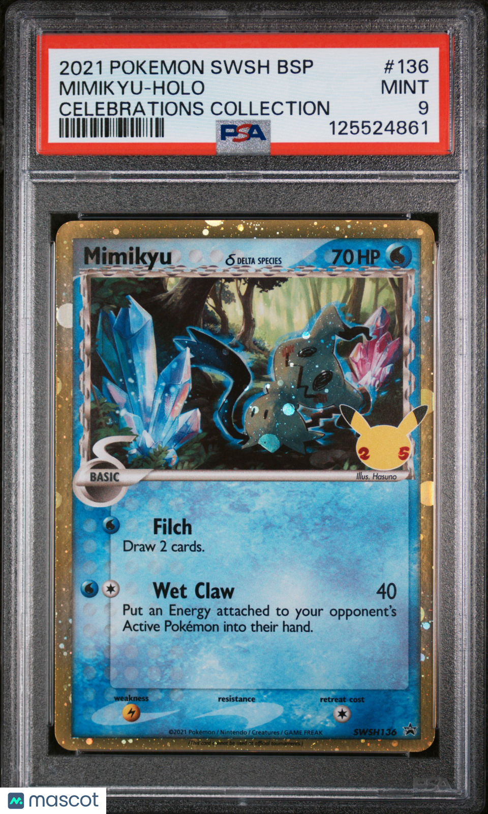 MIMIKYU 2021 Pokemon Celebrations Collection Black Star Promo #SWSH136 PSA 9