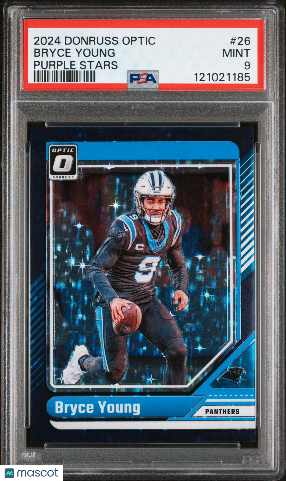 BRYCE YOUNG 2024 Panini Donruss Optic Purple Stars FOTL /15 #26 PSA 9 Panthers