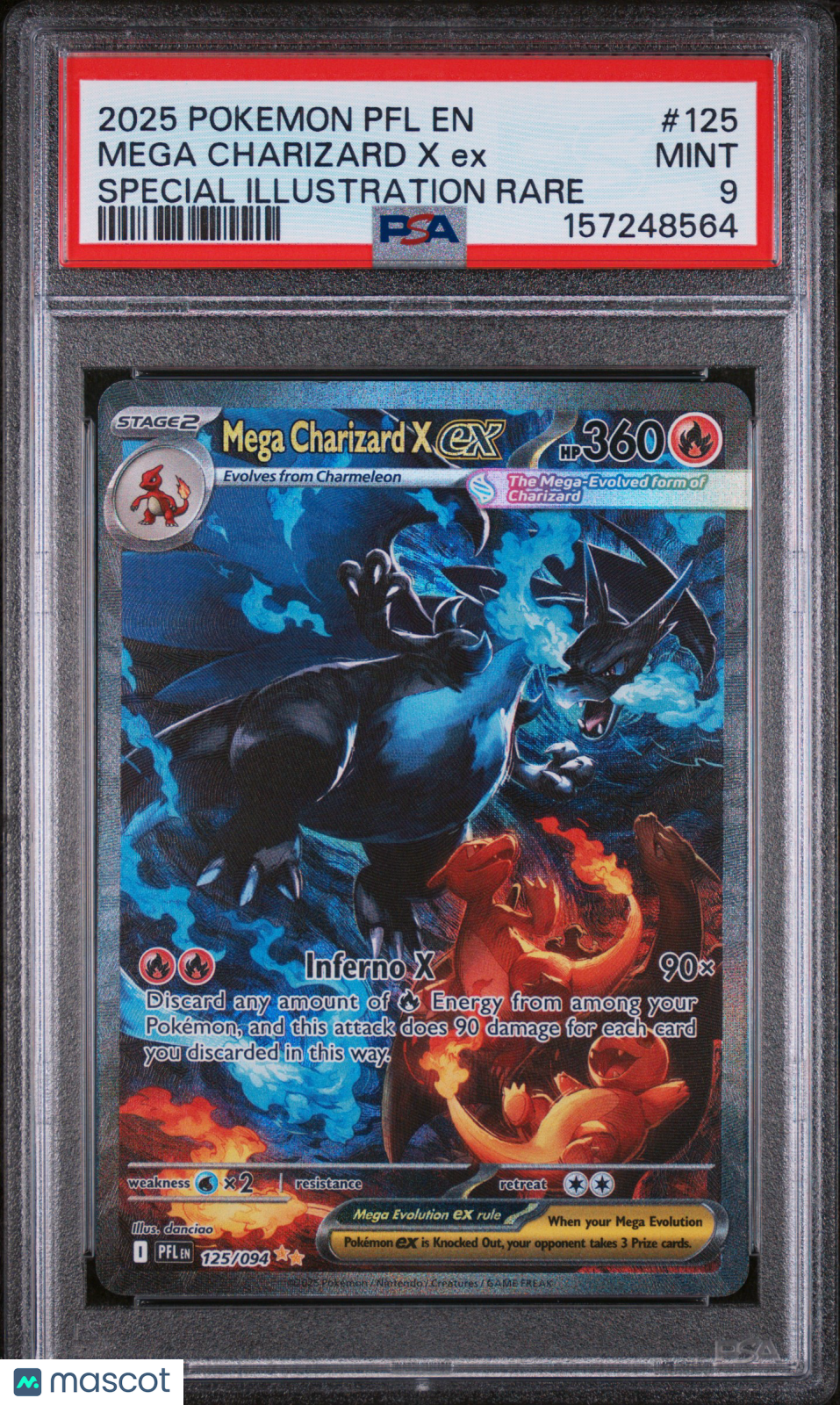 MEGA CHARIZARD X EX Pokemon ME Phantasmal Flames Special Illus. Rare #125 PSA 9