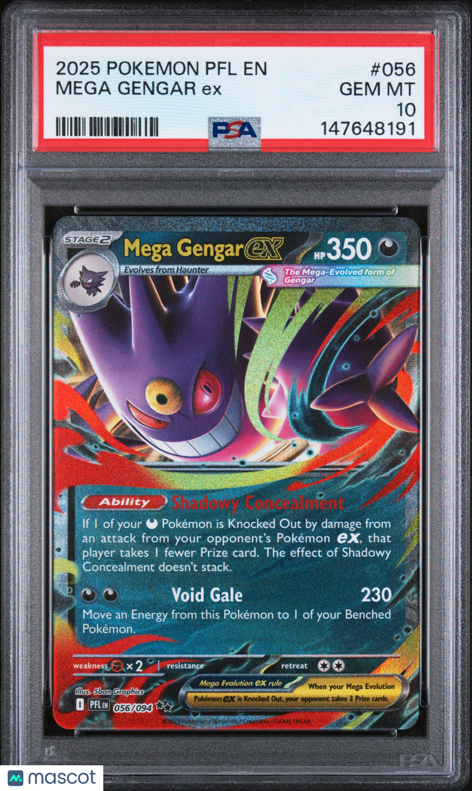 MEGA GENGAR EX 2025 Pokemon Mega Evolution Phantasmal Flames #056 PSA 10