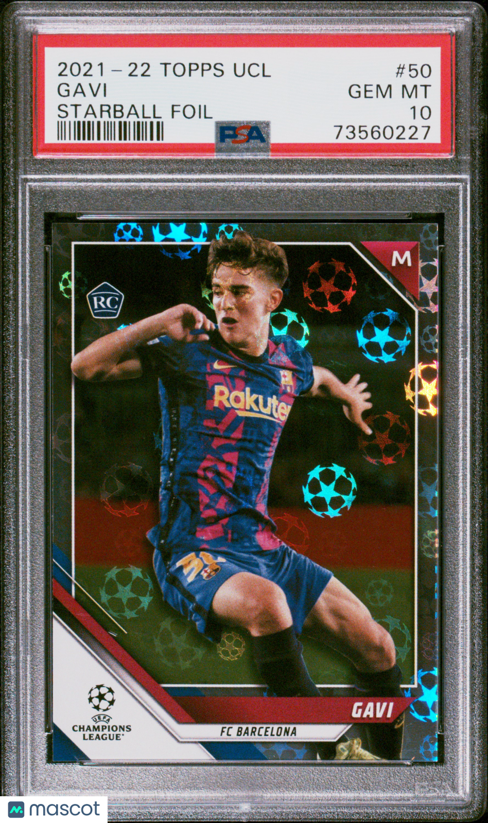 GAVI 2021-2022 Topps UEFA Champions League Rookie Starball Foil #50 PSA 10