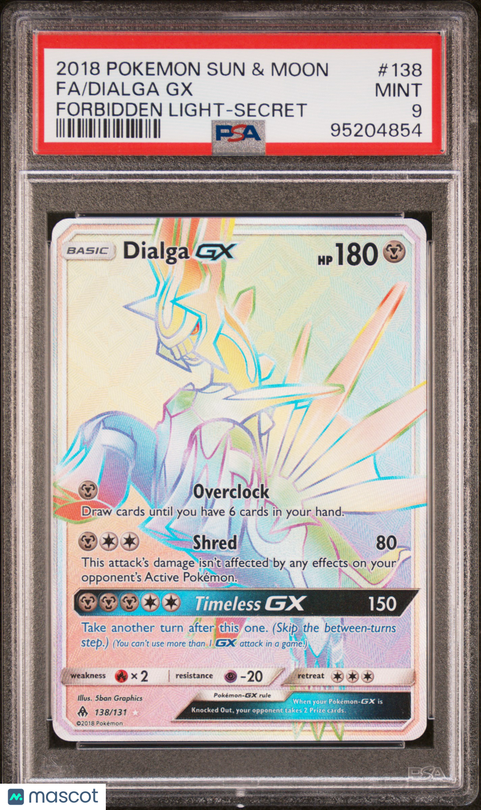 DIALGA GX 2018 Pokemon Sun & Moon Forbidden Light Secret Rare PSA 9 #138