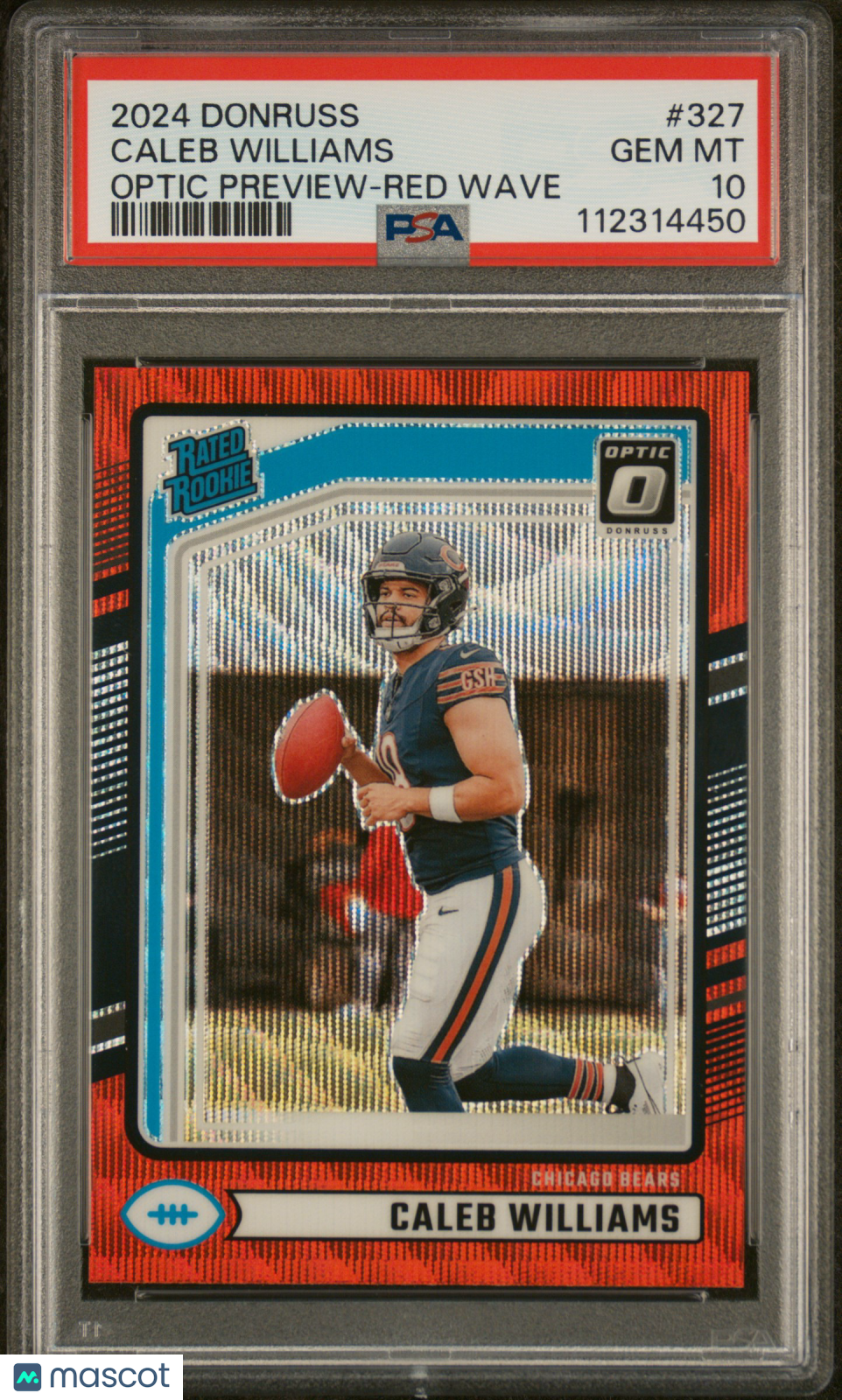 CALEB WILLIAMS 2024 Panini Donruss Optic Rated Rookie Red Wave #327 PSA 10