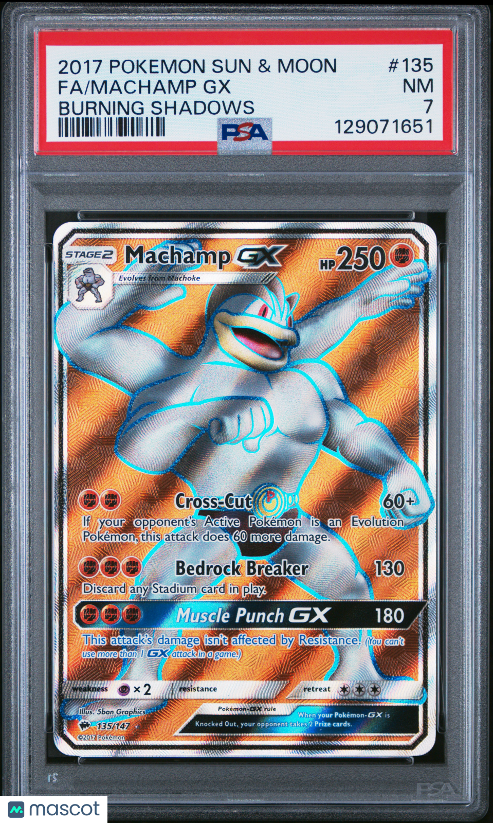 MACHAMP GX 2017 Pokemon Sun & Moon Burning Shadows Ultra Rare #135 PSA 7