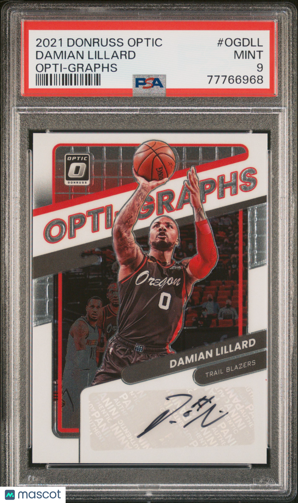 DAMIAN LILLARD 2021-22 Panini Donruss Optic Opti-Graphs Auto /99 PSA 9 Blazers