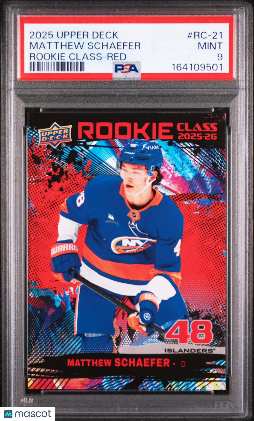 MATTHEW SCHAEFER 2025-26 Upper Deck Series 2 Rookie Class Red #RC-21 PSA 9