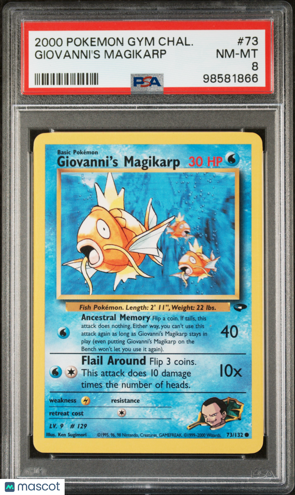 GIOVANNI'S MAGIKARP 2000 Pokemon Gym Challenge #73 PSA 8 NM-MT