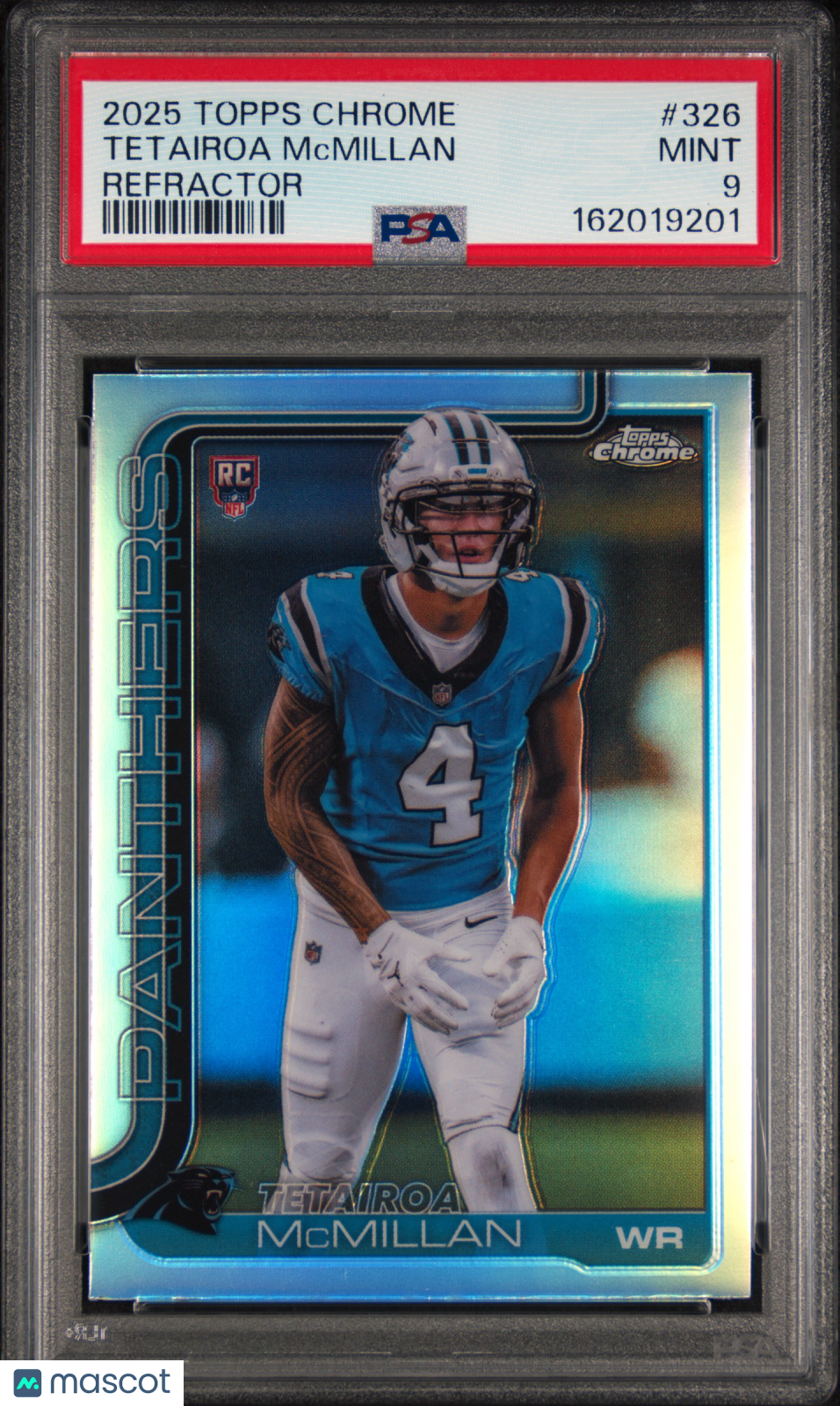 TETAIROA MCMILLAN 2025 Topps Chrome Refractor Rookie #326 PSA 9 Panthers