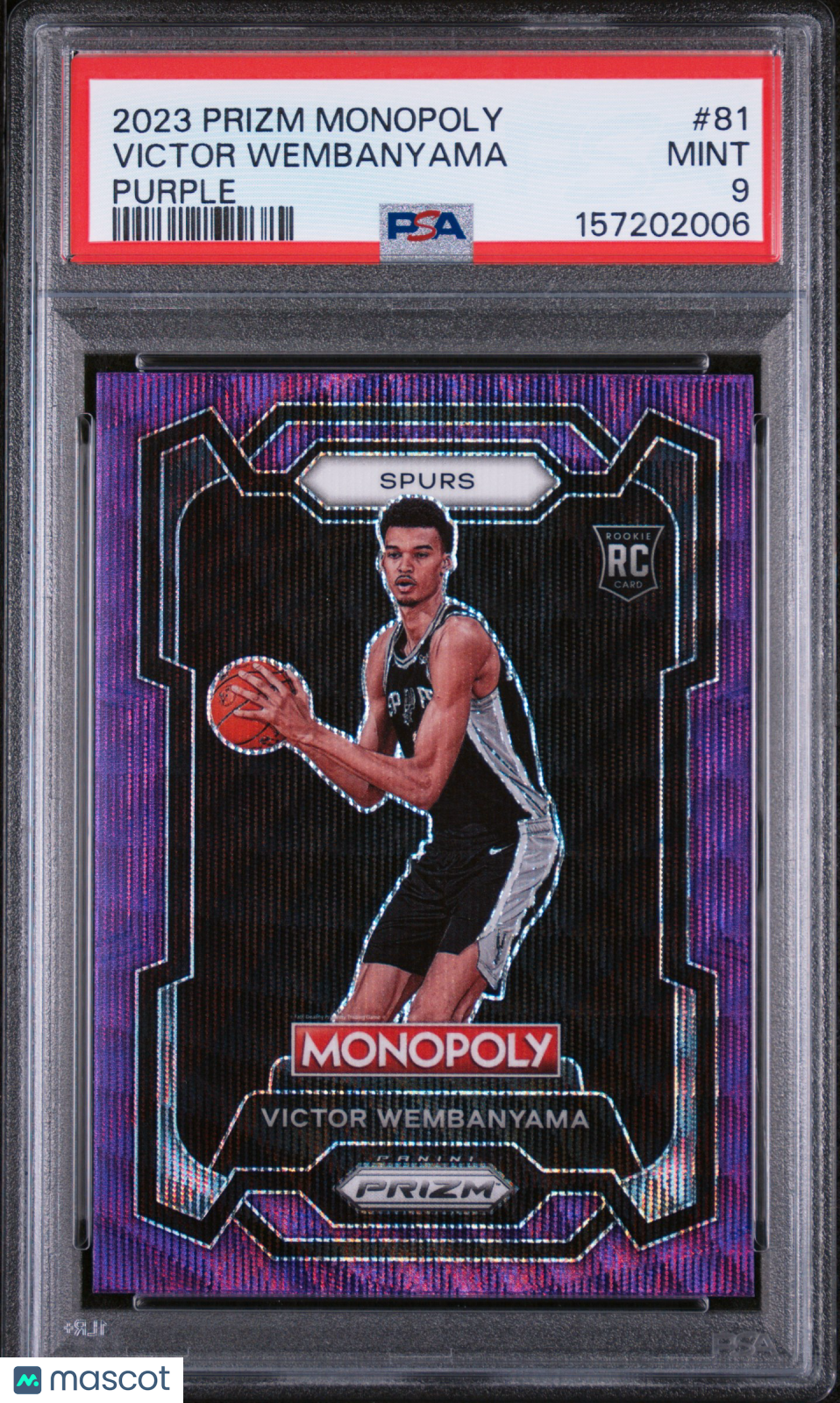 VICTOR WEMBANYAMA 2023-24 Panini Prizm Monopoly Purple Rookie #81 PSA 9 Spurs