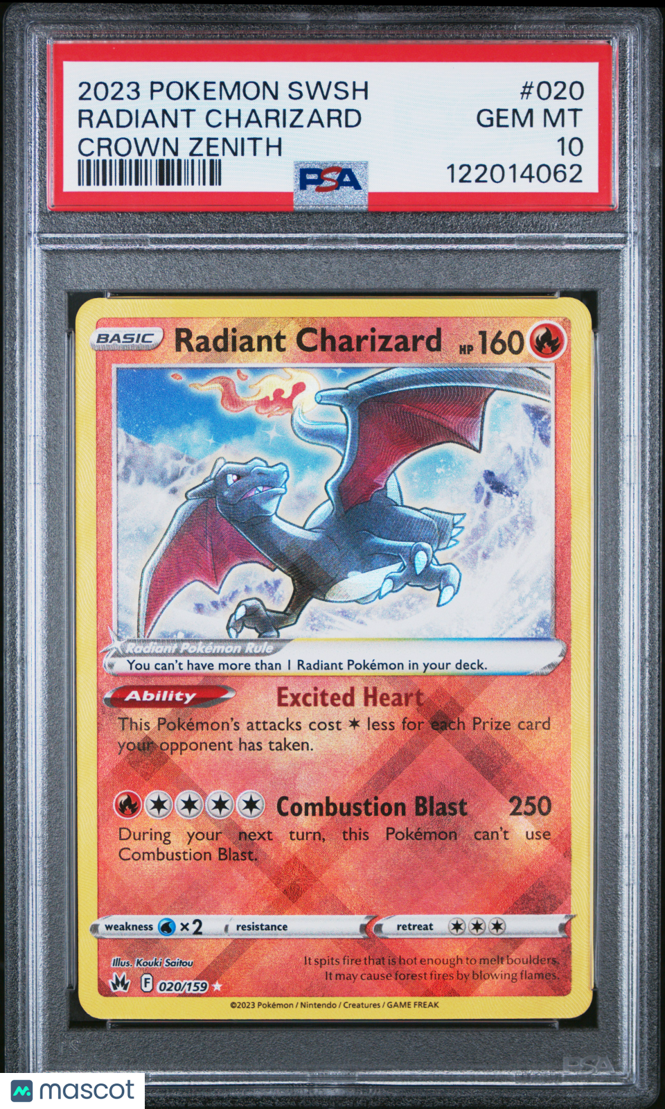 RADIANT CHARIZARD 2023 Pokemon SWSH Crown Zenith #020 Radiant Rare PSA 10