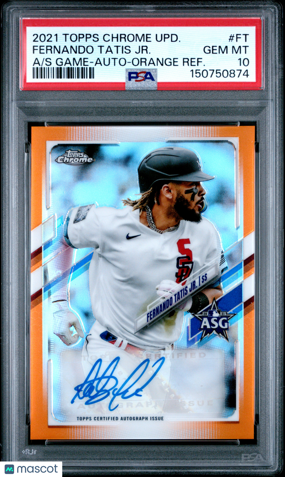 FERNANDO TATIS JR. 2021 Topps Chrome Update All-Star Game Auto Orange /25 PSA 10
