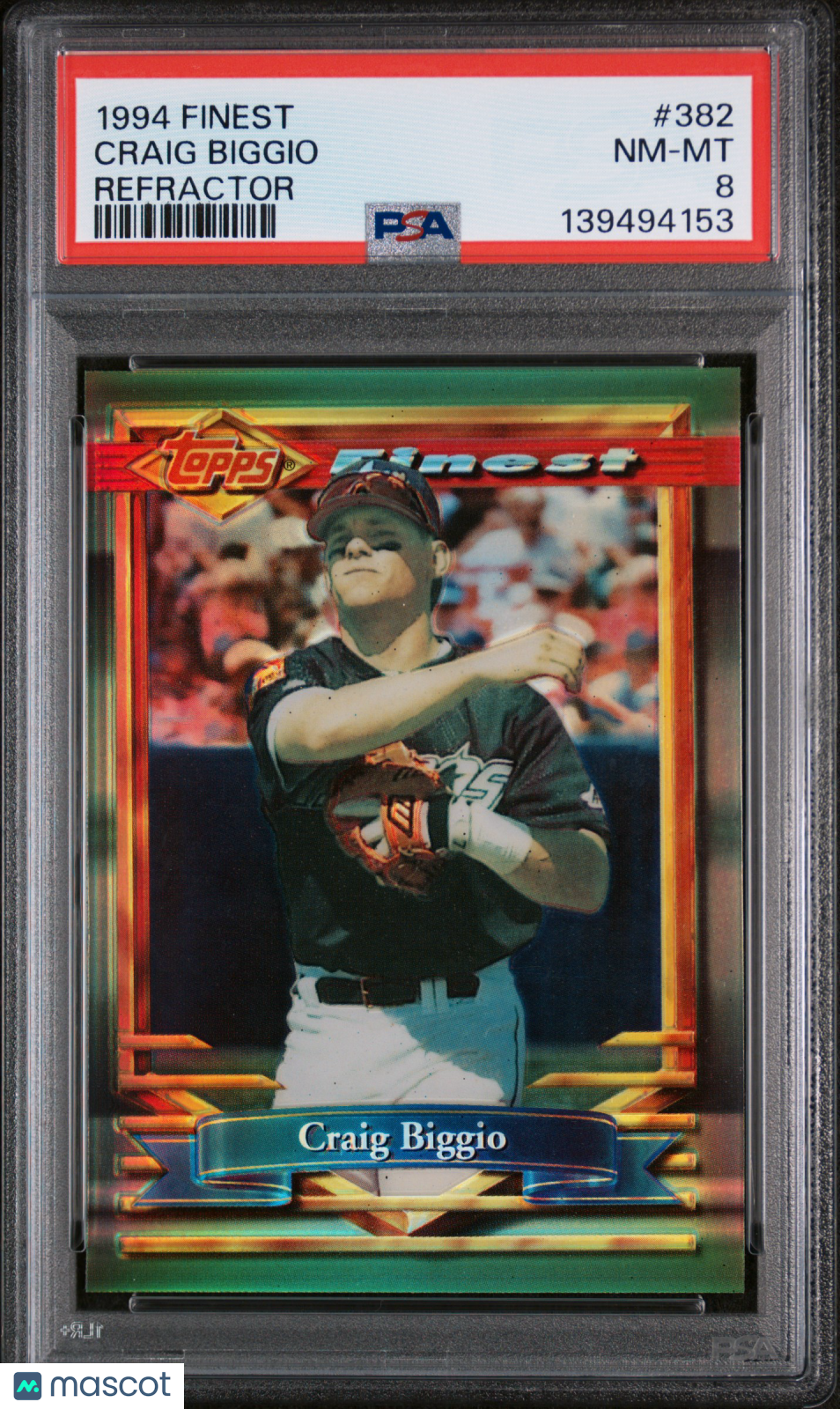 CRAIG BIGGIO 1994 Topps Finest Refractor #382 PSA 8 Houston Astros