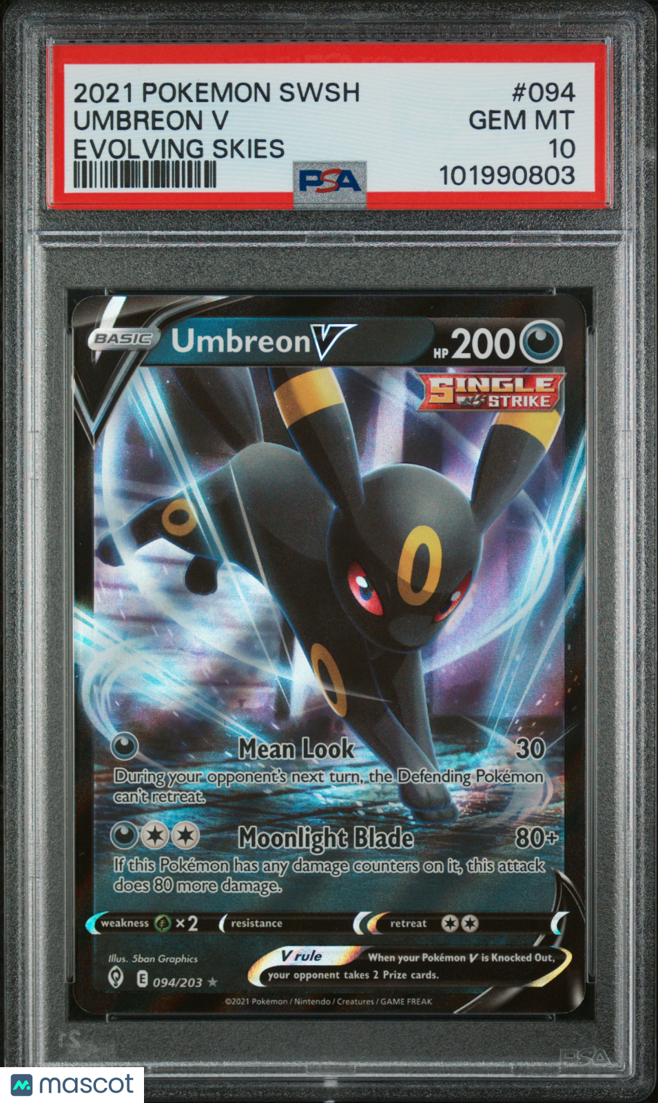 UMBREON V 2021 Pokemon Sword & Shield Evolving Skies #094 PSA 10 Gem Mint