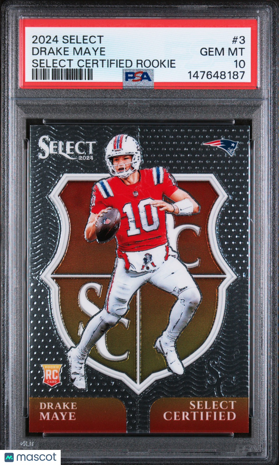 DRAKE MAYE 2024 Panini Select Certified Rookie #3 PSA 10 Patriots