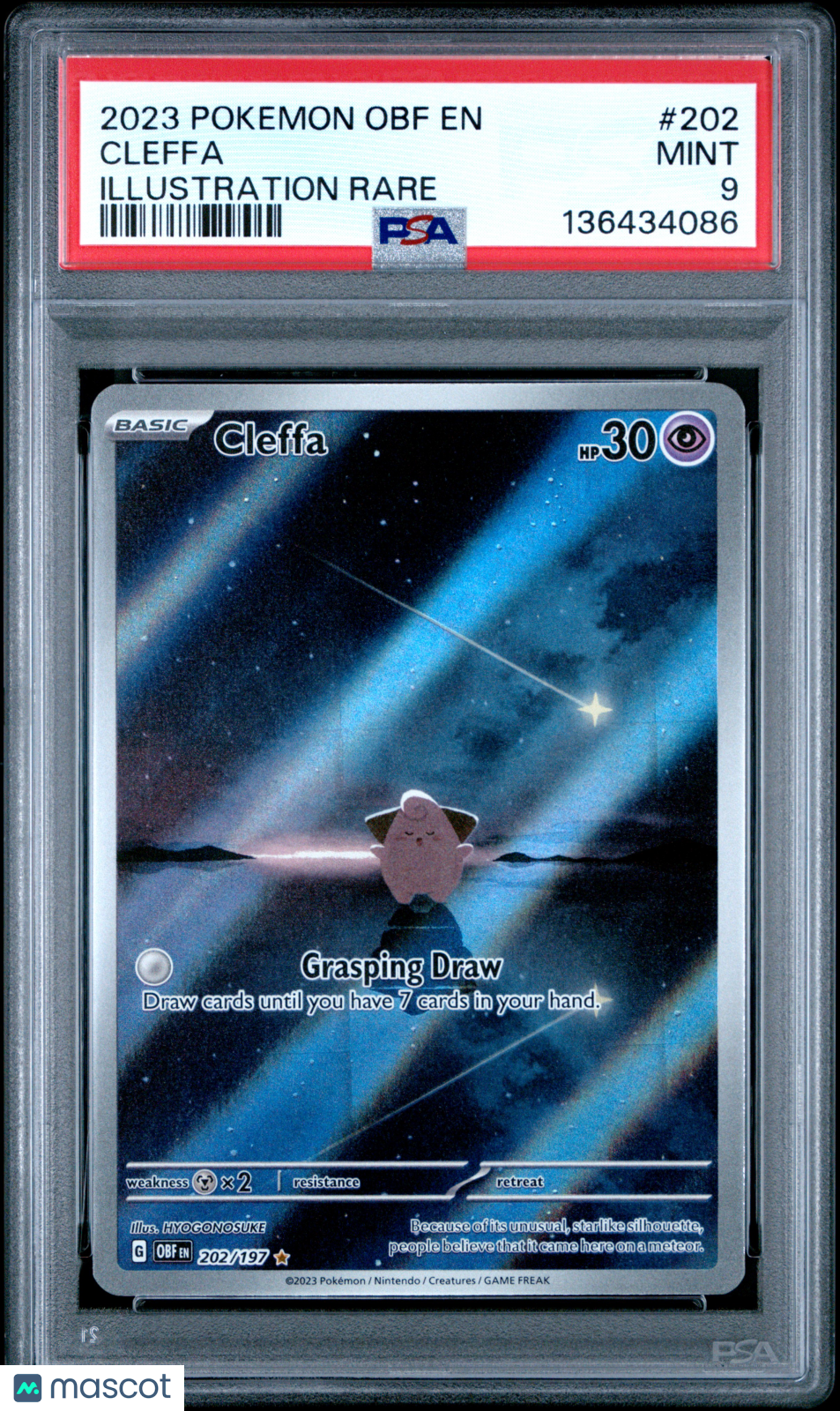 CLEFFA 2023 Pokemon Scarlet Violet Obsidian Flames Illustration Rare #202 PSA 9