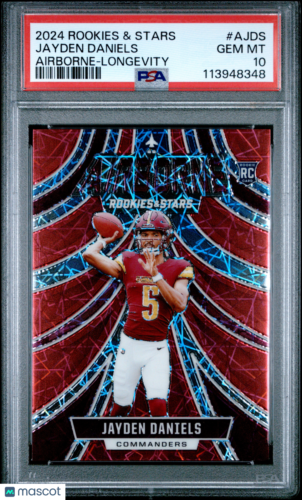 JAYDEN DANIELS 2024 Panini Rookies & Stars Airborne Longevity Prizm #AJDS PSA 10