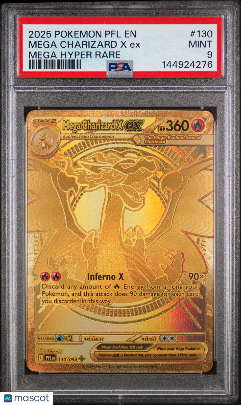 MEGA CHARIZARD X EX 2025 Phantasmal Flames Mega Hyper Rare #130 PSA 9