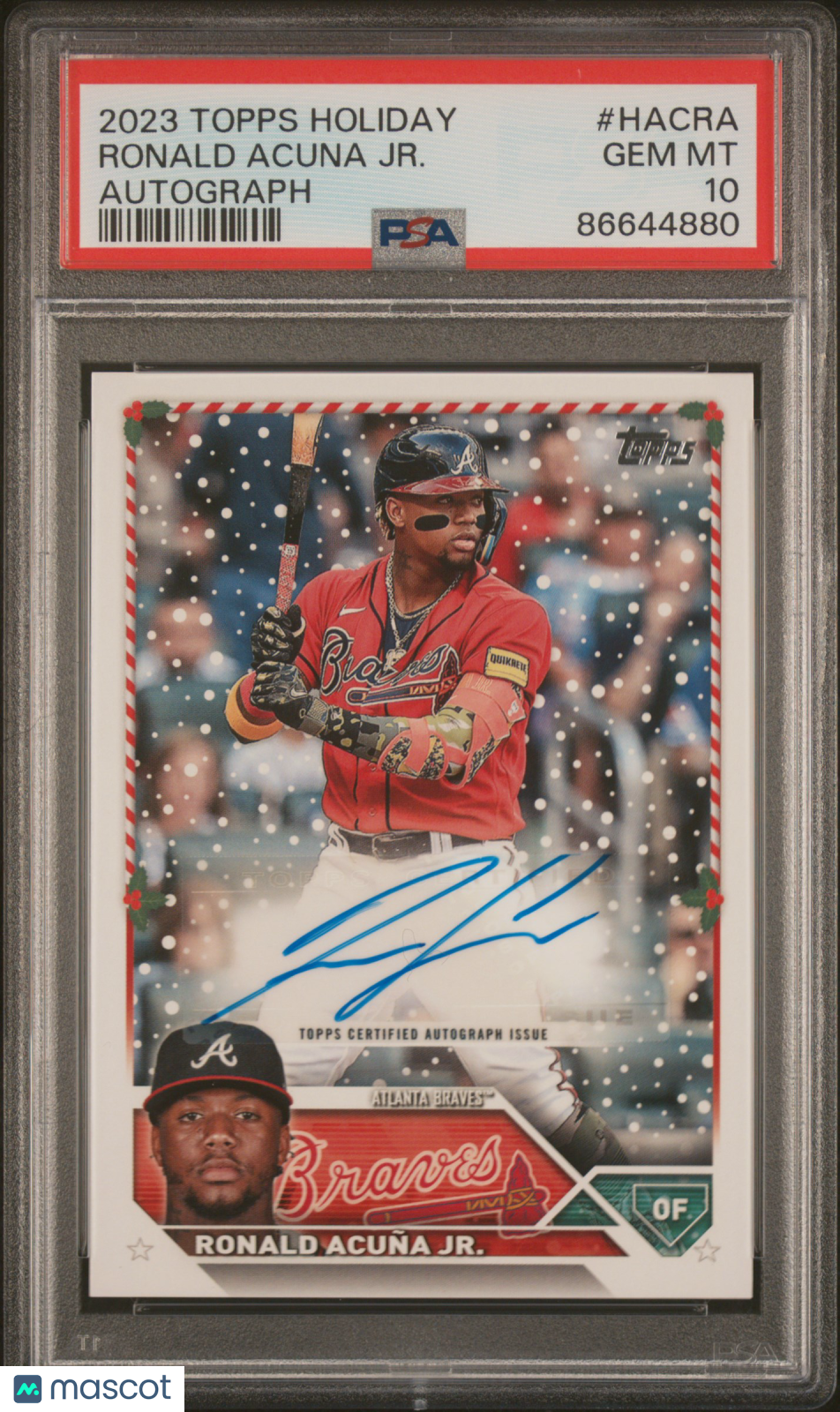 RONALD ACUNA JR. 2023 Topps Holiday Auto #HACRA PSA 10 Braves