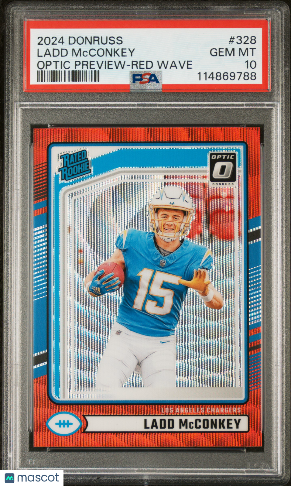 LADD MCCONKEY 2024 Panini Donruss Optic Red Wave Rated Rookie PSA 10 Chargers