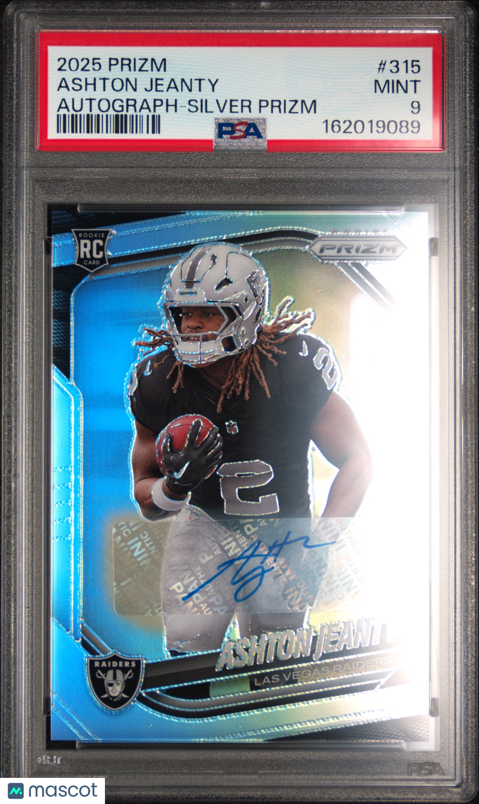 ASHTON JEANTY 2025 Panini Prizm Rookie Auto Silver #315 PSA 9 Raiders