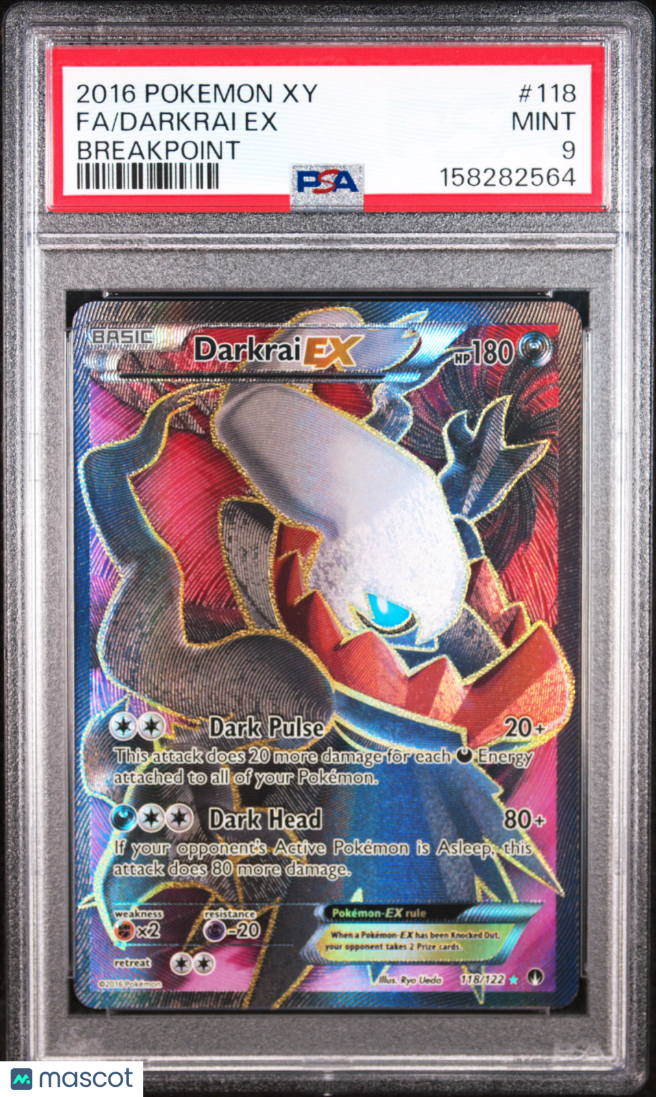 DARKRAI EX 2016 Pokemon XY Breakpoint Full Art Ultra Rare #118 PSA 9