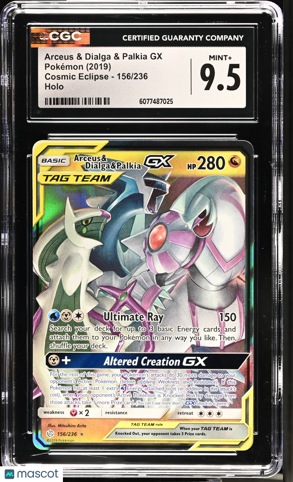 ARCEUS DIALGA PALKIA GX Pokemon Sun Moon Cosmic Eclipse Tag Team 156 CGC 9.5