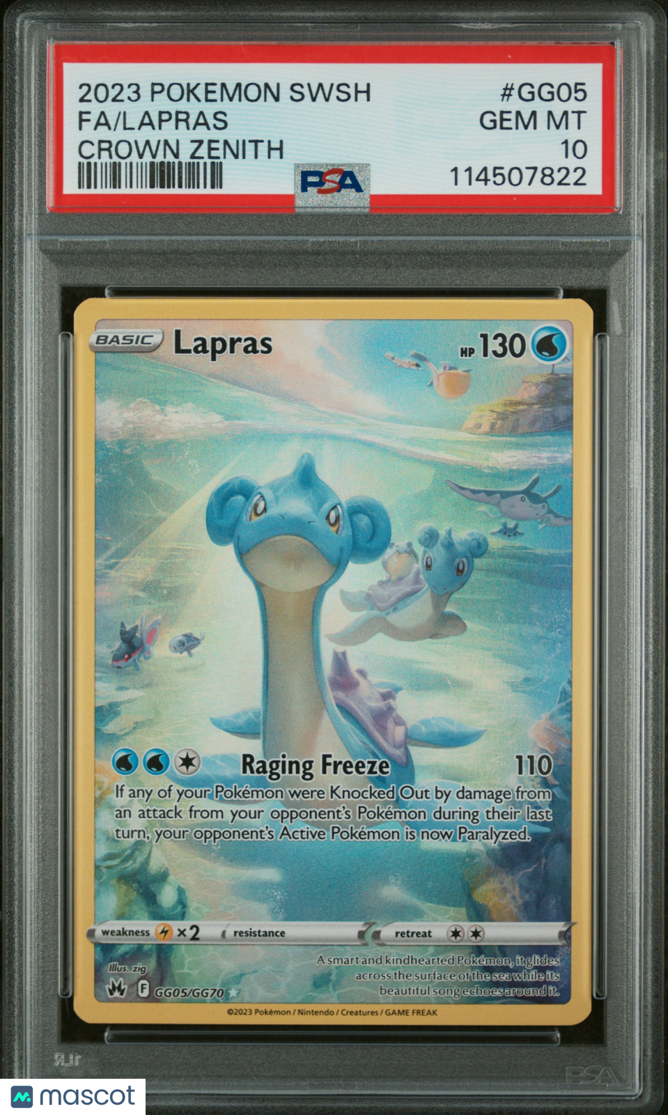 LAPRAS 2023 Pokemon Sword Shield Crown Zenith Galarian Gallery #GG05 PSA 10