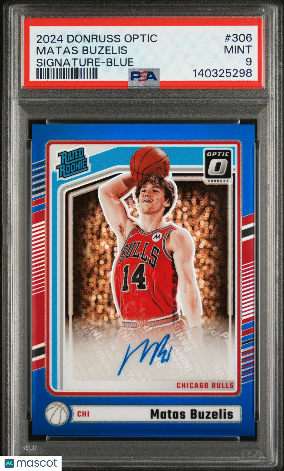 MATAS BUZELIS 2024-25 Panini Donruss Optic Rated Rookie Auto Blue /49 #306 PSA 9