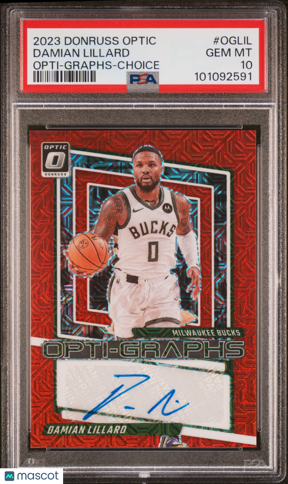 DAMIAN LILLARD 2023-24 Donruss Optic Opti-Graphs Auto Choice Prizm #OGLIL PSA 10