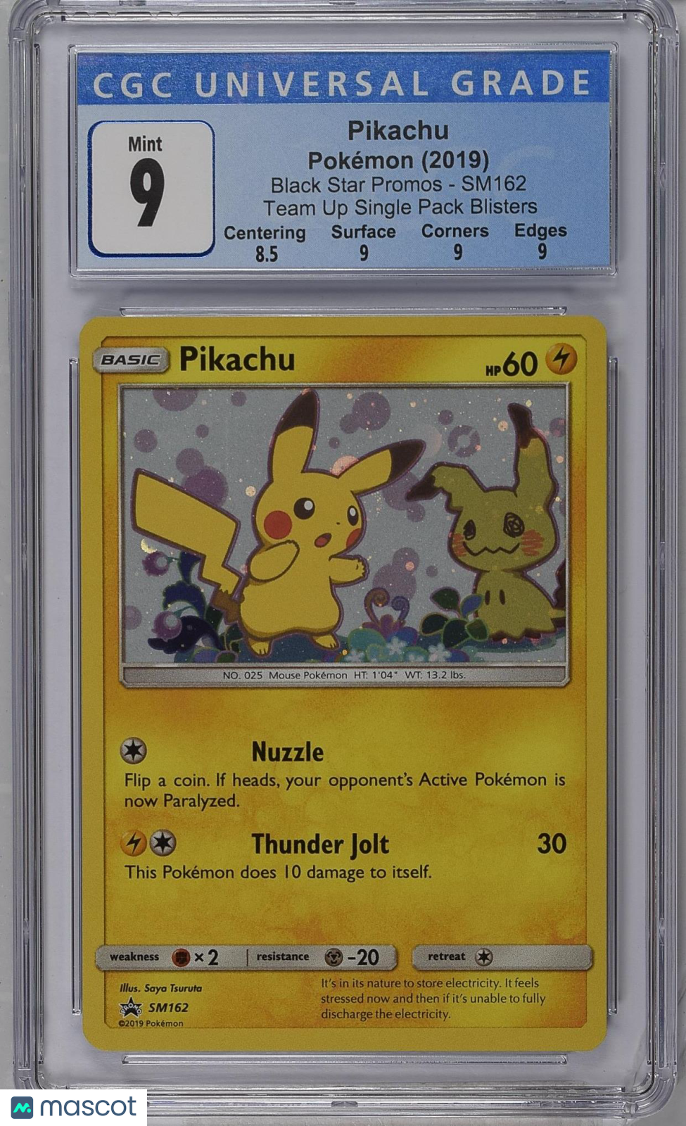 PIKACHU 2019 Pokemon Team Up Black Star Promo Mimikyu #SM162 CGC 9 MINT