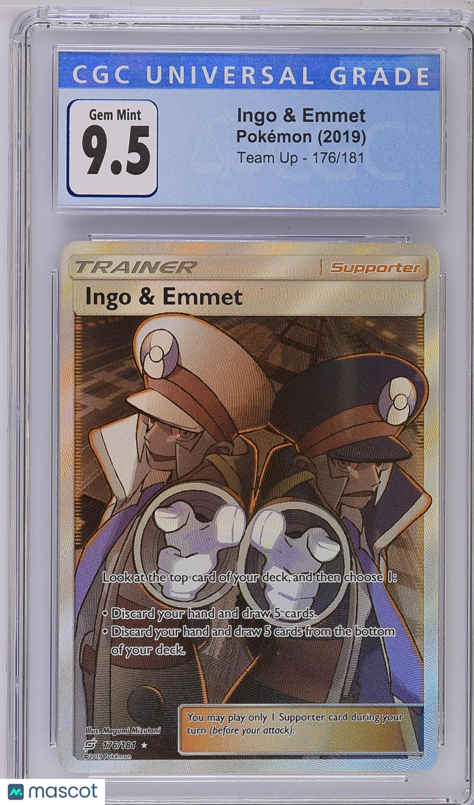 INGO & EMMET 2019 Pokemon Team Up Trainer #176/181 Ultra Rare CGC 9.5