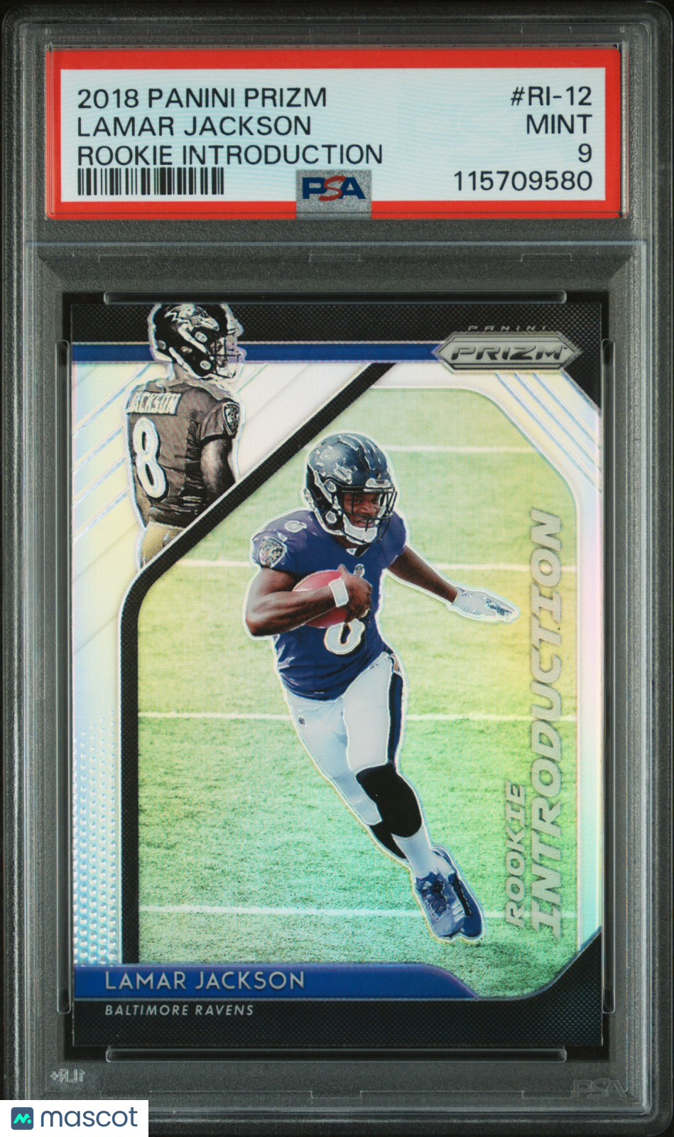 LAMAR JACKSON 2018 Panini Prizm Rookie Introduction #RI-12 PSA 9 Ravens