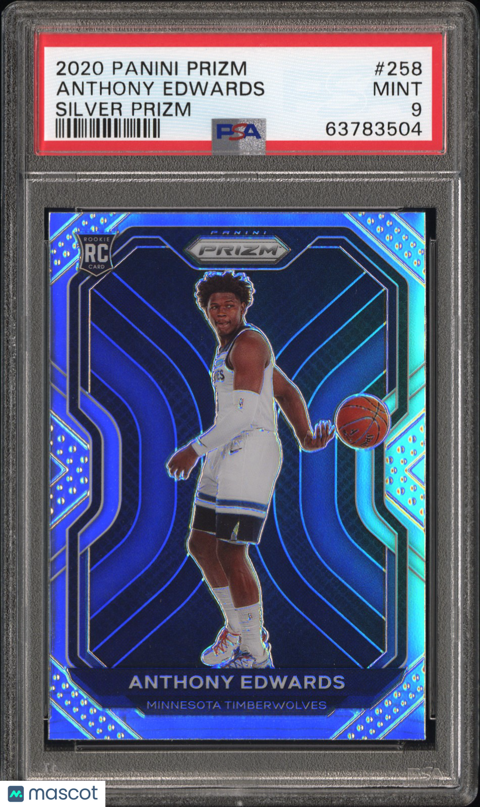 ANTHONY EDWARDS 2020-21 Panini Rookie Silver Prizm #258 PSA 9 Timberwolves