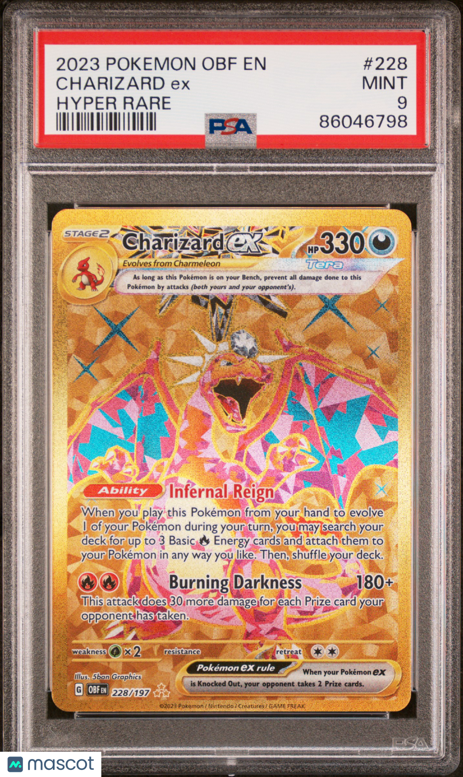 CHARIZARD EX 2023 Pokemon Scarlet Violet Obsidian Flames Hyper Rare #228 PSA 9
