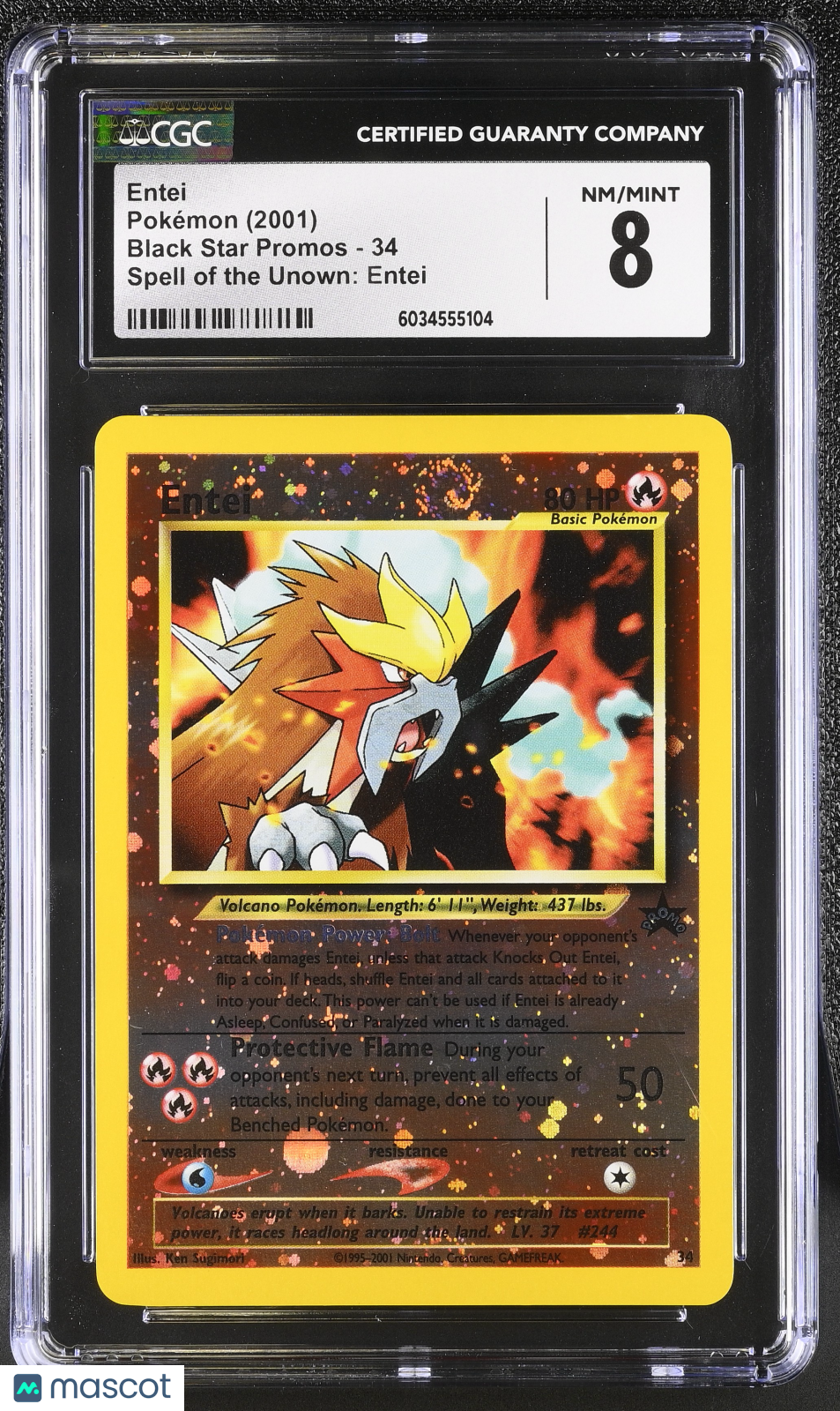 ENTEI 2001 Pokemon Wizards of The Coast Black Star Promo Holo #34 CGC 8