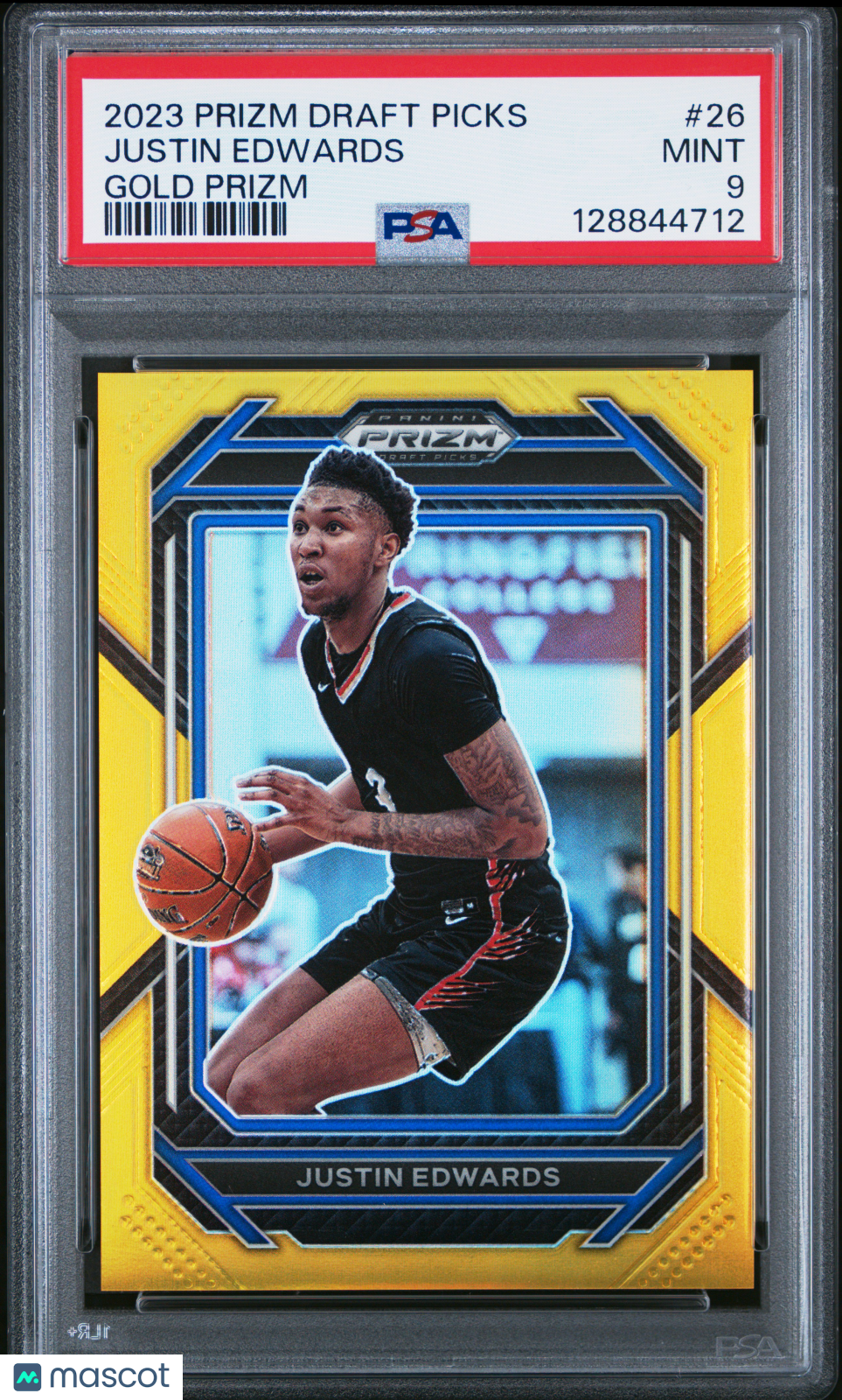 JUSTIN EDWARDS 2023-24 Panini Prizm Draft Picks Rookie Gold /10 #26 PSA 9