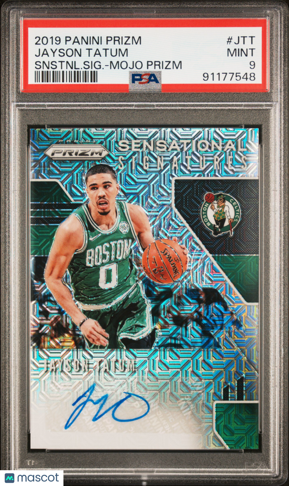 JAYSON TATUM 2019-20 Panini Prizm Sensational Signatures Auto Mojo /25 JTT PSA 9