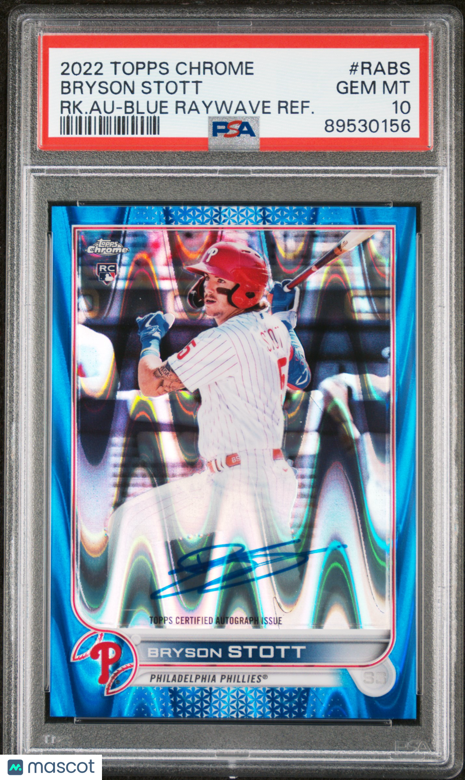 BRYSON STOTT 2022 Topps Chrome Rookie Auto Blue Raywave Refractor /150 PSA 10