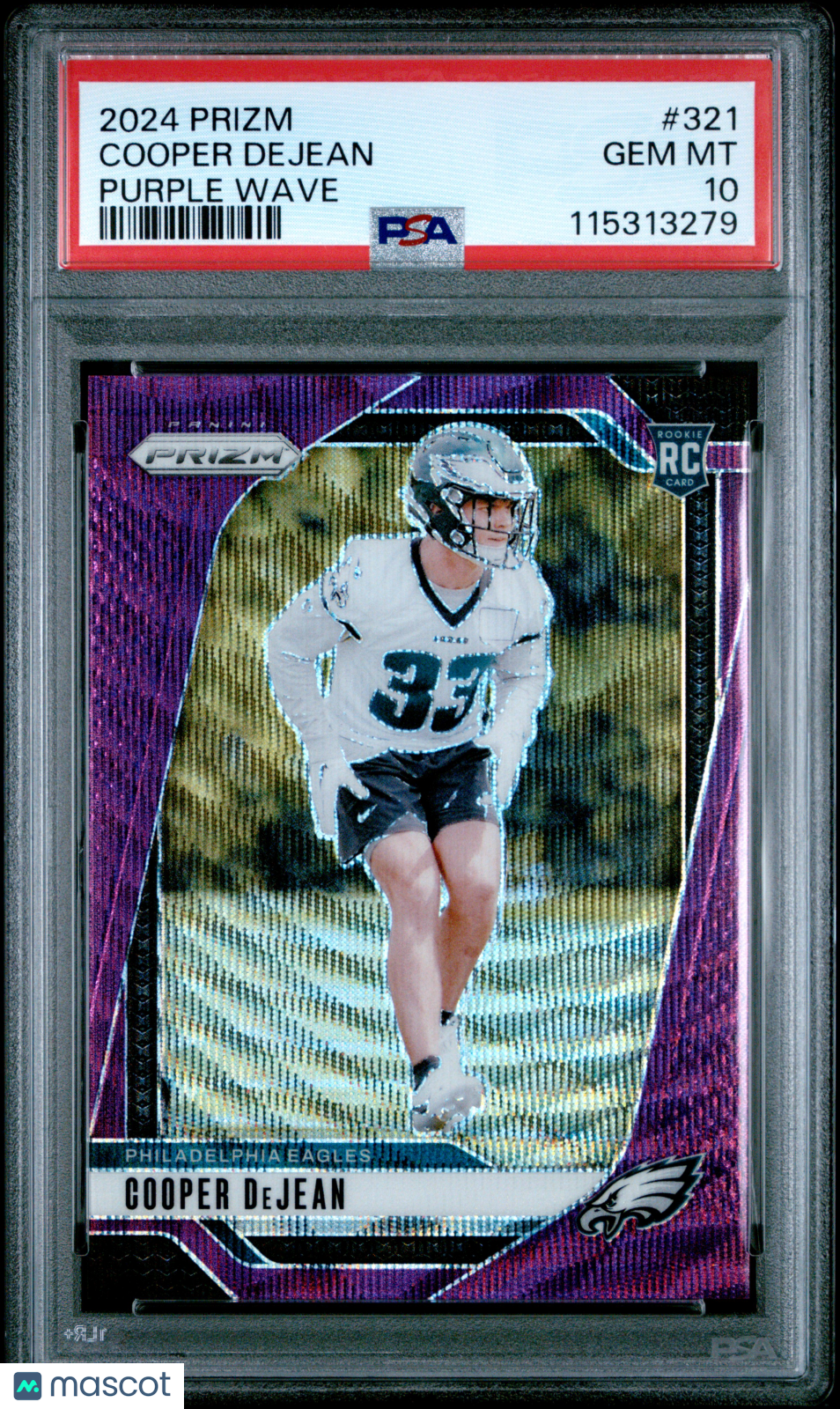 COOPER DEJEAN 2024 Panini Prizm Purple Wave Rookie /99 PSA 10 #321 Eagles
