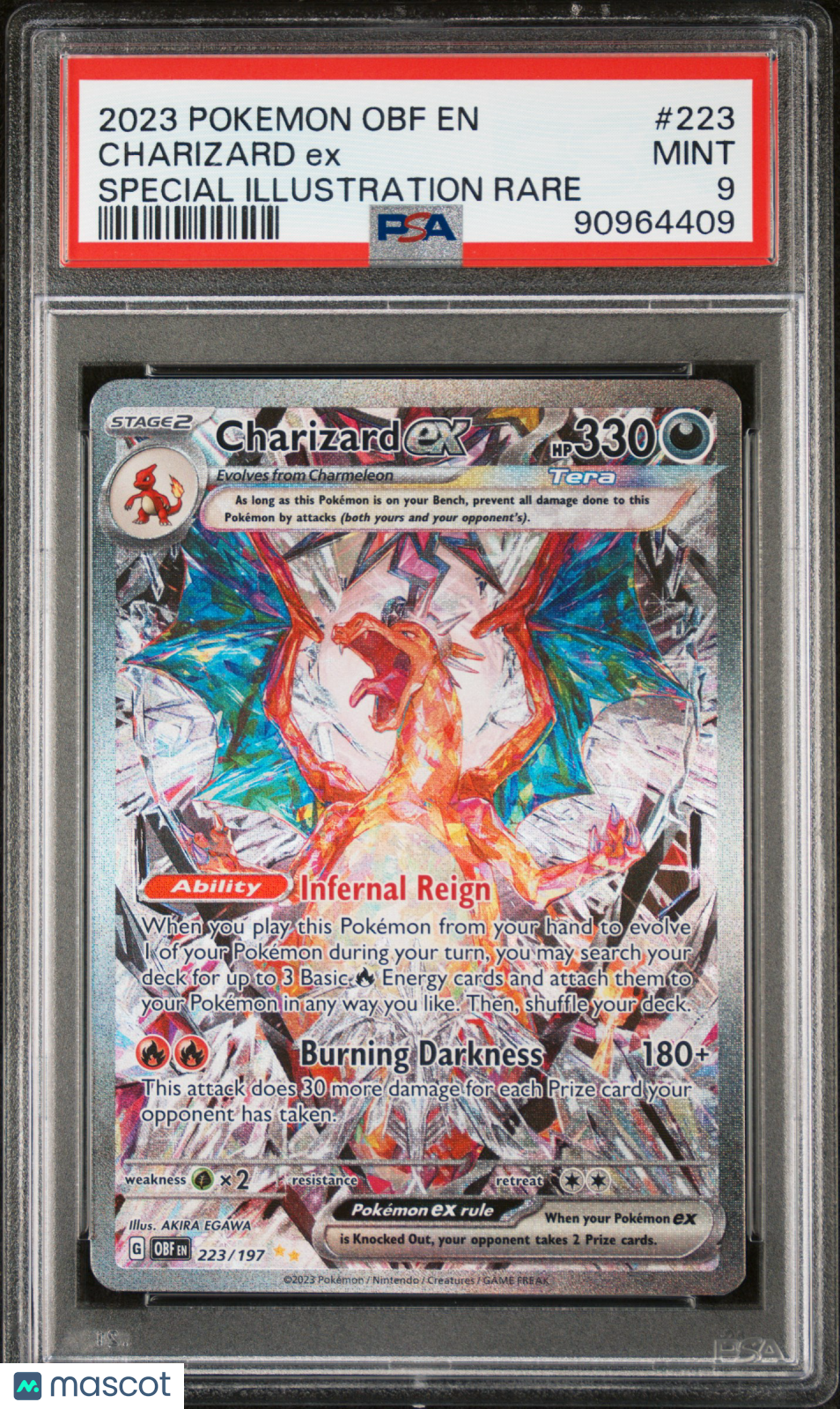 CHARIZARD EX 2023 Pokemon Obsidian Flames #223 Special Illustration Rare PSA 9
