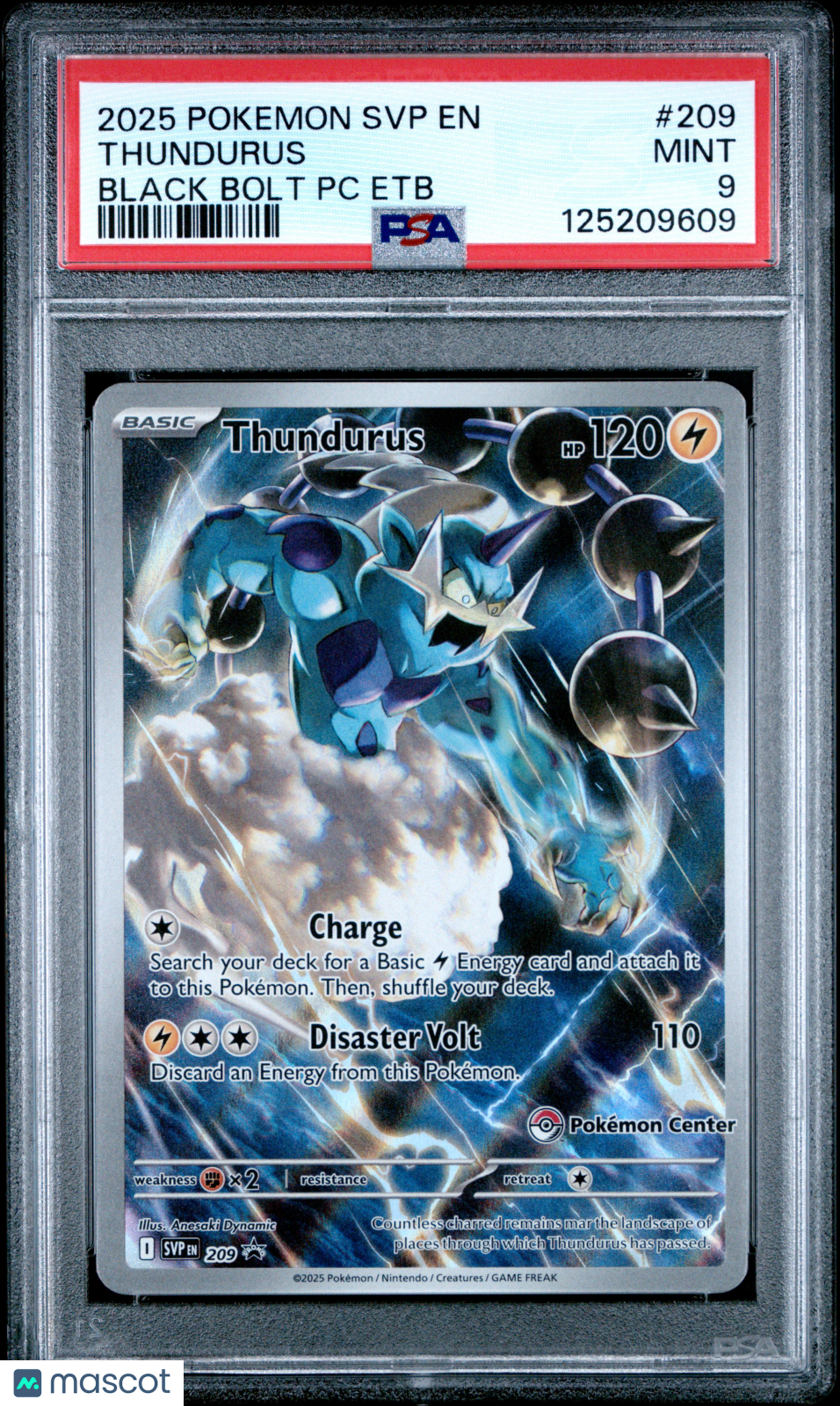 THUNDURUS Pokemon Black Bolt PKC ETB Stamped Black Star Promo #209 PSA 9